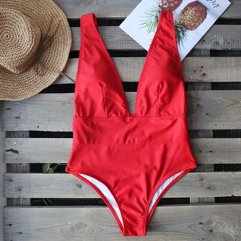 Sandy Women's One Piece Swimsuit | Deep V Halter Design, Comfortable Fit - Image 9