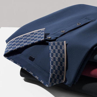 Men's Textured Knit Polo Shirt in Black - detail view | Hensley London
