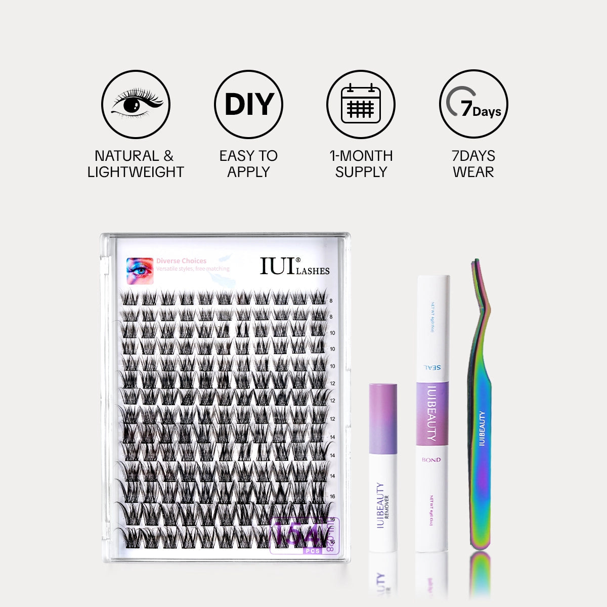 Women's False Eyelashes Kit Black PBT Material - Long-Lasting, Natural Look, Vegan - 4