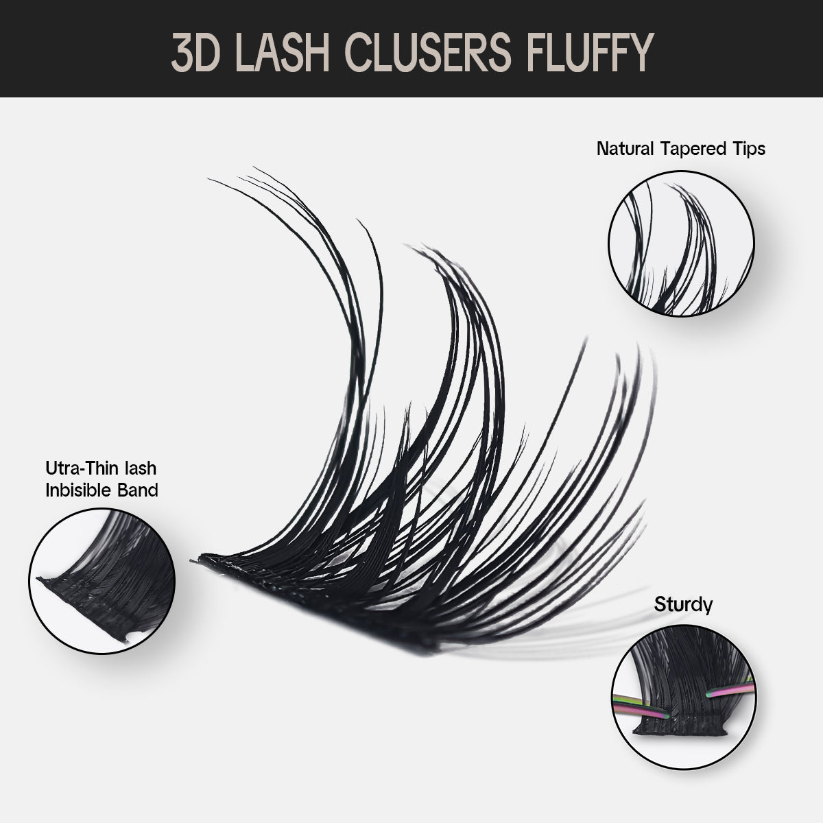 Women's False Eyelashes Kit Black PBT Material - Long-Lasting, Natural Look, Vegan - 5