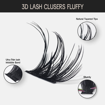 Women's False Eyelashes Kit Black PBT Material - Long-Lasting, Natural Look, Vegan - 5