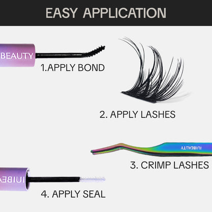 Women's False Eyelashes Kit Black PBT Material - Long-Lasting, Natural Look, Vegan - 8