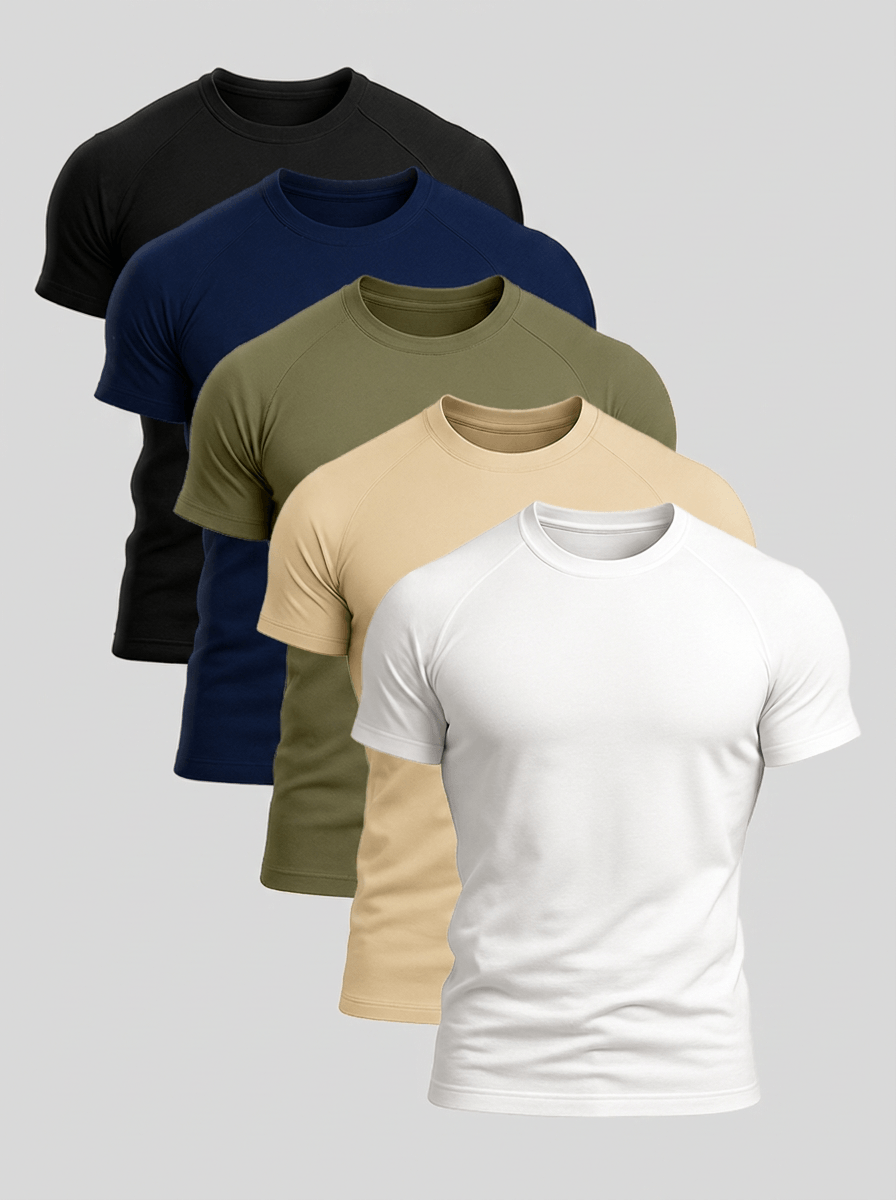 Men's Aleano Cotton Crew-Neck T-Shirt 5-Pack – product view | Hensley London