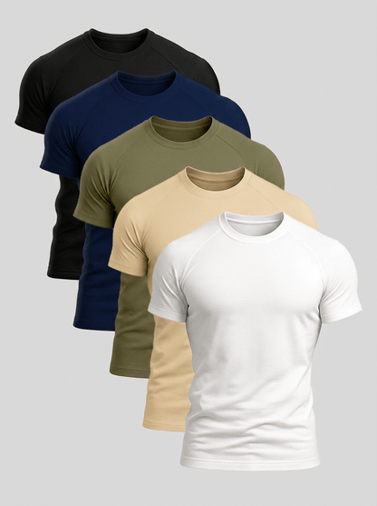 Men's Aleano Cotton Crew-Neck T-Shirt 5-Pack – product view | Hensley London