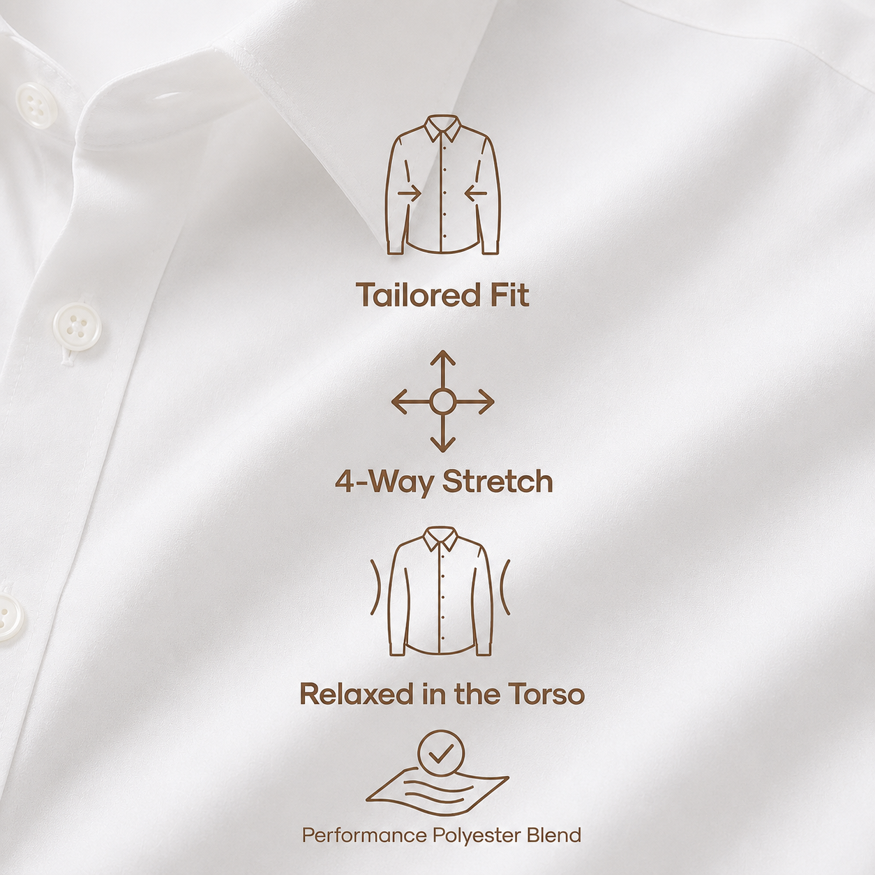 Men's Stretch Cotton Short-Sleeve Dress Shirt – angled view | Hensley London