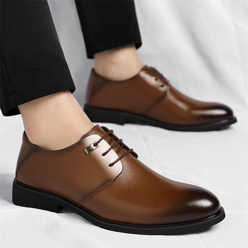 Men's Leather Plain-Toe Lace-Up Dress Shoes in Brown - additional view 5 | Hensley London