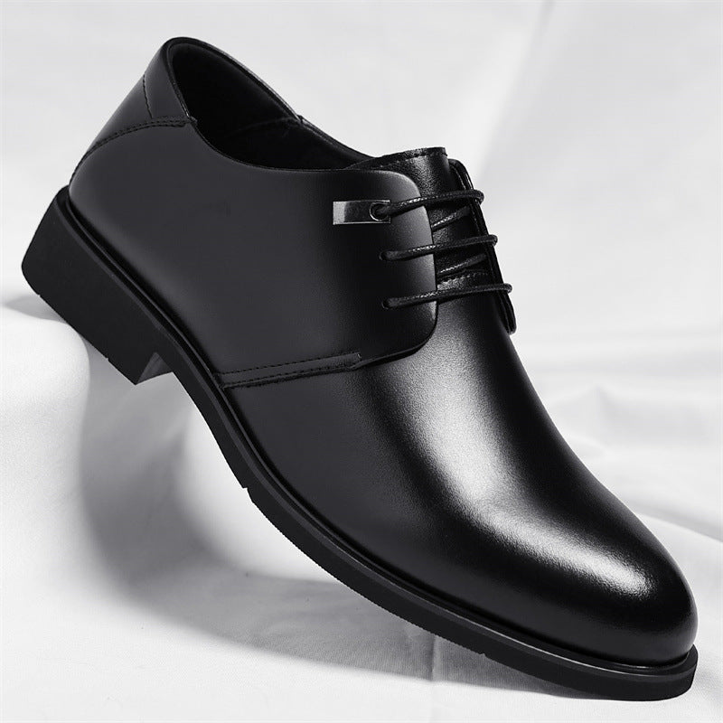 Men's Leather Plain-Toe Lace-Up Dress Shoes in Black - additional view 6 | Hensley London