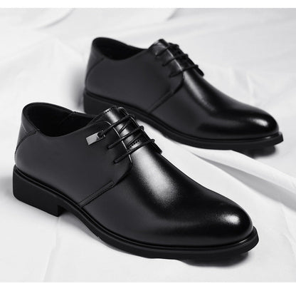 Men's Leather Plain-Toe Lace-Up Dress Shoes in Black - additional view 7 | Hensley London