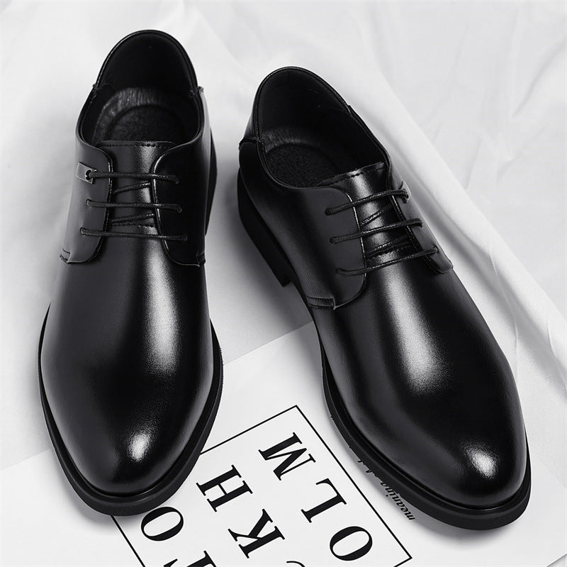 Men's Leather Plain-Toe Lace-Up Dress Shoes in Black - additional view 8 | Hensley London