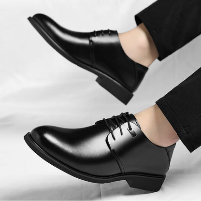 Men's Leather Plain-Toe Lace-Up Dress Shoes in Black - additional view 9 | Hensley London