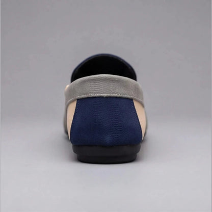 Men's Patchwork Canvas Slip-On Loafers – Cushioned Insole