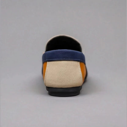Men's Patchwork Canvas Slip-On Loafers – Cushioned Insole