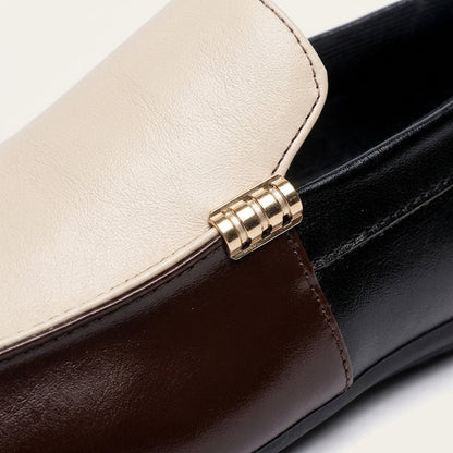Men's Two-Tone Leather Driving Loafers in Brown – angled view | Hensley London