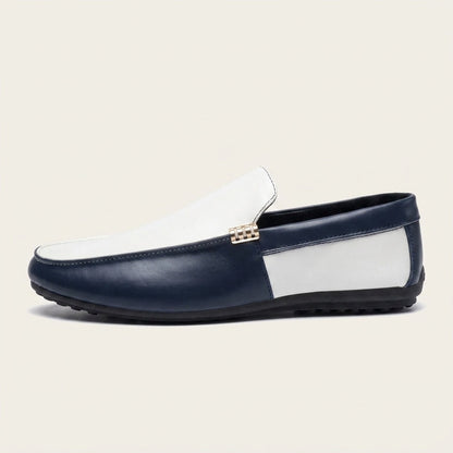 Men's Two-Tone Leather Driving Loafers in Brown – sole detail view | Hensley London