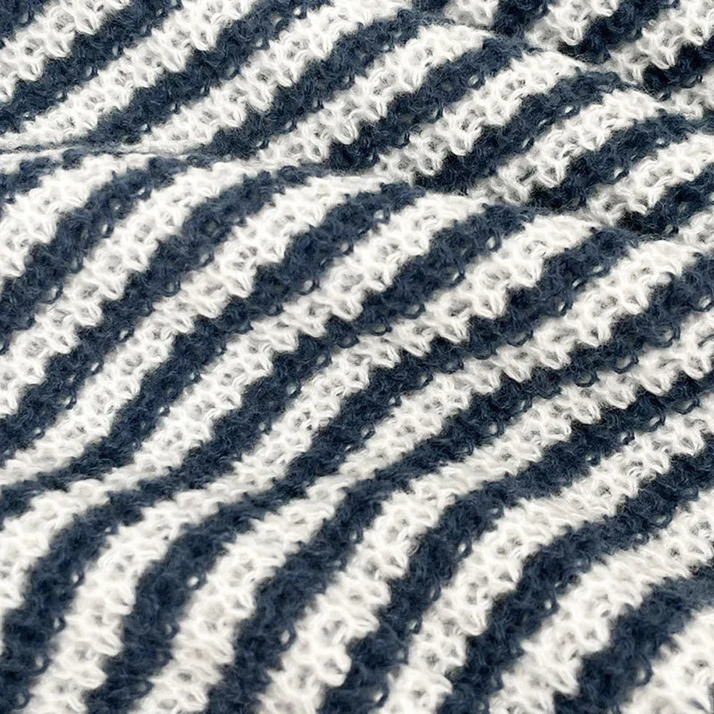 Women's Striped Wide-Neck Lantern-Sleeve Sweater – additional product view | Hensley London