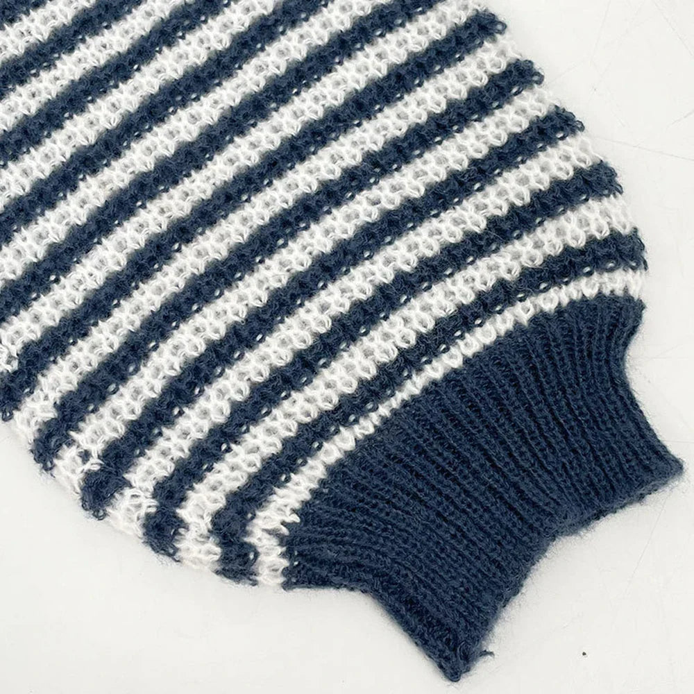 Women's Striped Wide-Neck Lantern-Sleeve Sweater – additional product view | Hensley London
