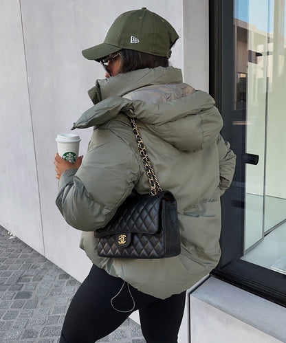 Women's Hooded Sweatshirt Khaki Leather - 6