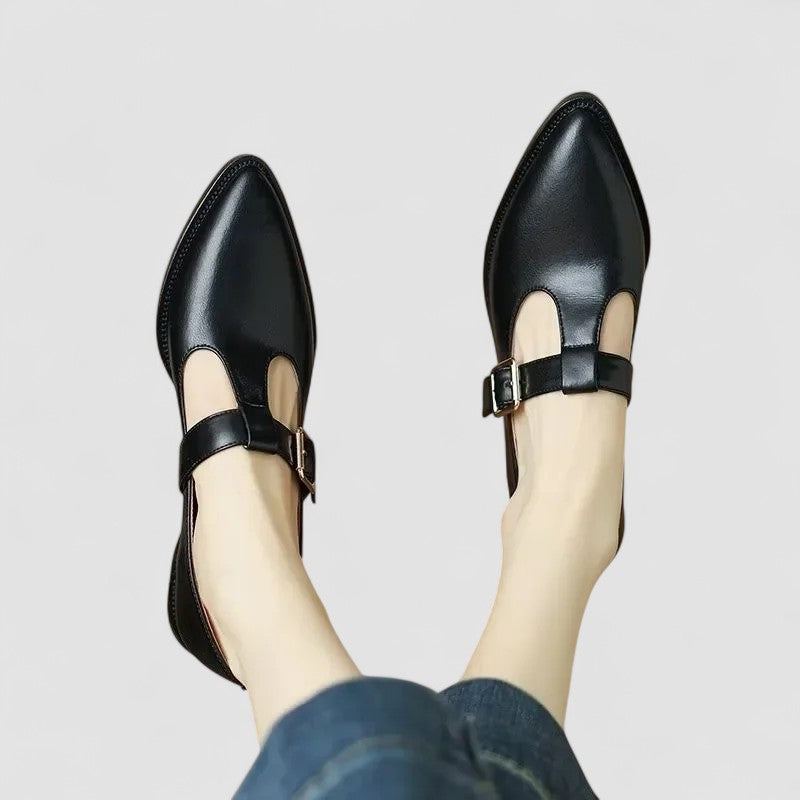 Women's Mary Jane Shoes Black Orthopaedic Synthetic with Adjustable Strap - 4
