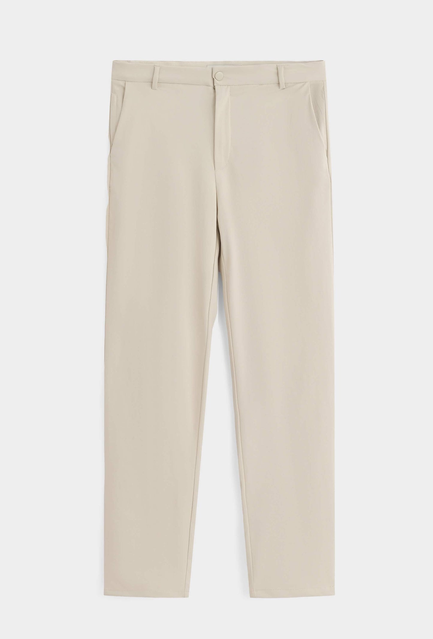 Men's Stretch Cotton Chino Trousers in Beige – product view | Hensley London