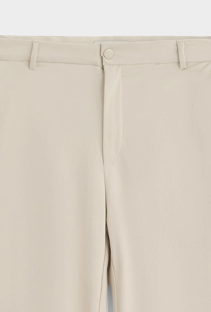 Men's Stretch Cotton Chino Trousers in Beige – product view | Hensley London