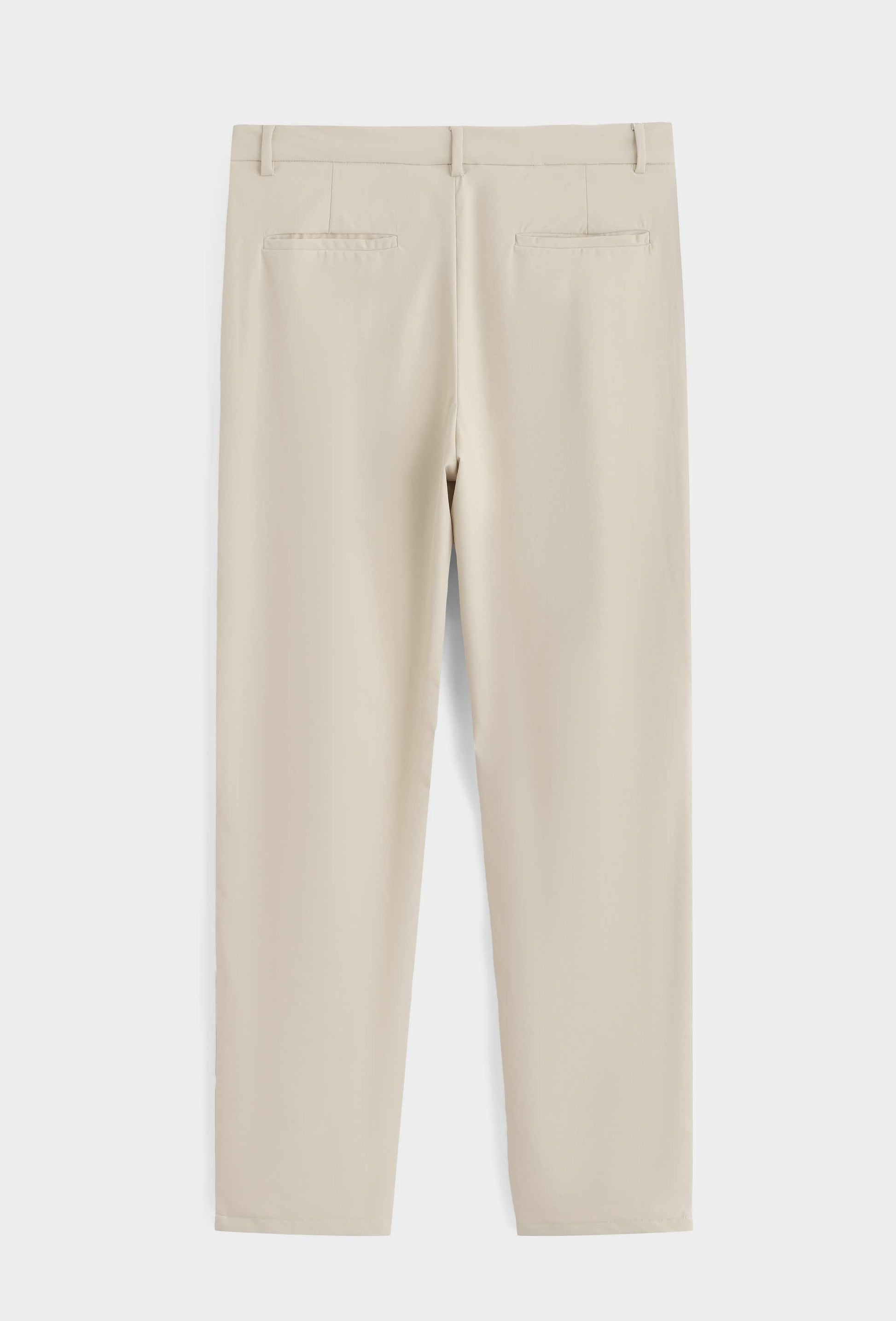 Men's Stretch Cotton Chino Trousers in Beige – product view | Hensley London