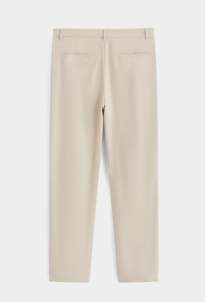 Men's Stretch Cotton Chino Trousers in Beige – product view | Hensley London