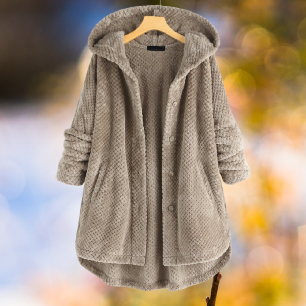 Women's Hooded Fleece Jacket Grey Reversible - 1