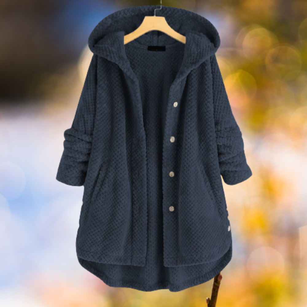 Women's Hooded Fleece Jacket Grey Reversible - 6