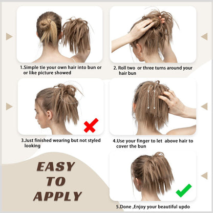 Thick and Fuller Messy Hair Bun Scrunchie – Realistic Hair Extensions for Effortless Style 6