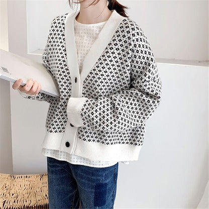 Thick and Loose Knitted Striped Long Sleeve Winter Cardigan Sweaters 7