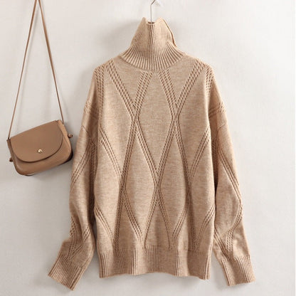 Thick and Warm Winter Oversized Knitted Turtleneck Pullover Sweaters 0