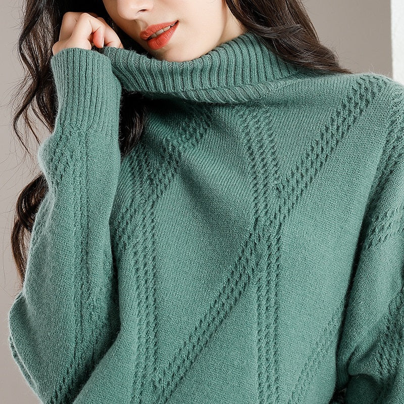 Thick and Warm Winter Oversized Knitted Turtleneck Pullover Sweaters 1
