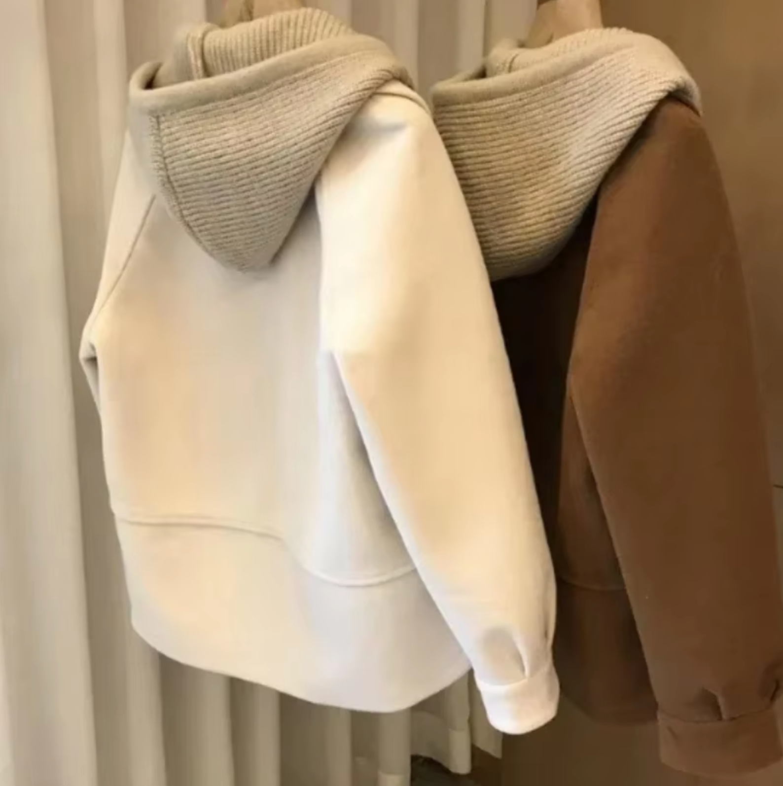 Women's Thick Hooded Jacket Grey Wool - 3