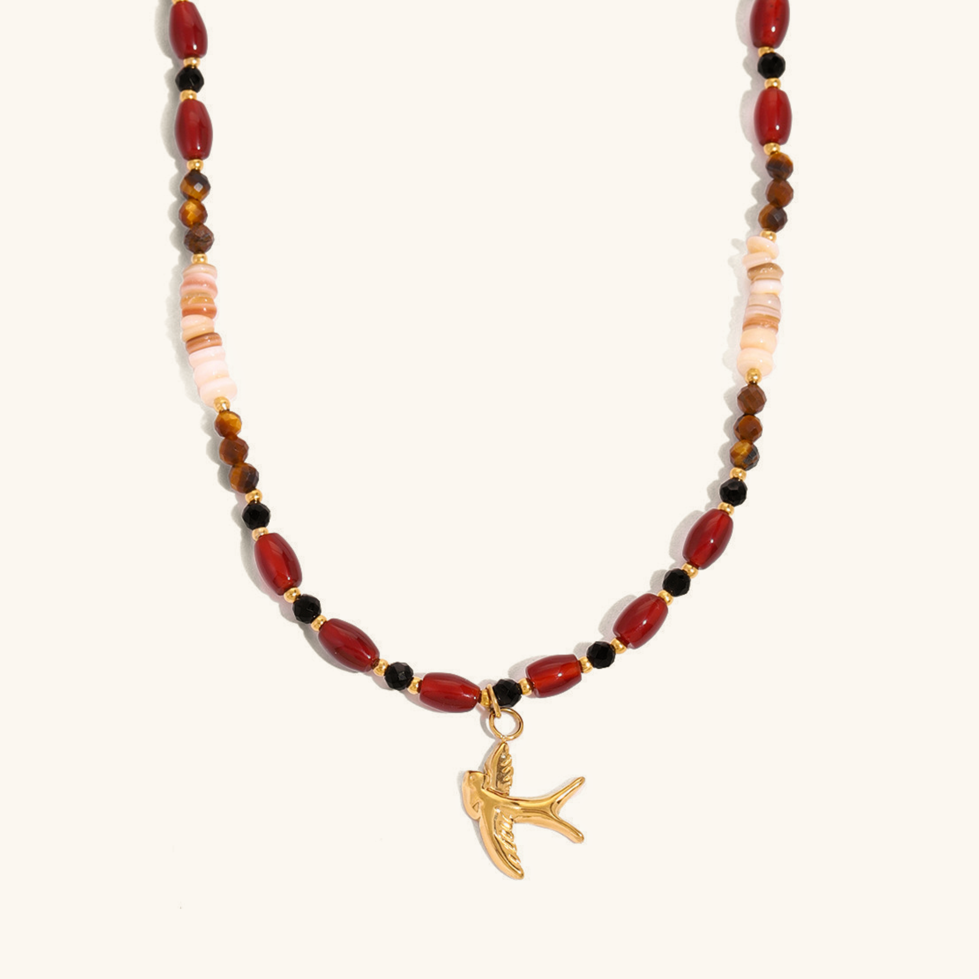 Tiger Eye Beads Necklace for Women – 18k Gold-Plated, Hypoallergenic, Water-Resistant, 16 Inch with Extension 0