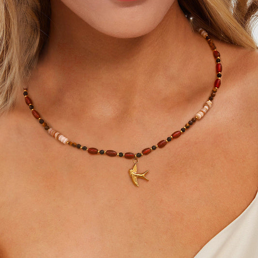 Tiger Eye Beads Necklace for Women – 18k Gold-Plated, Hypoallergenic, Water-Resistant, 16 Inch with Extension 1