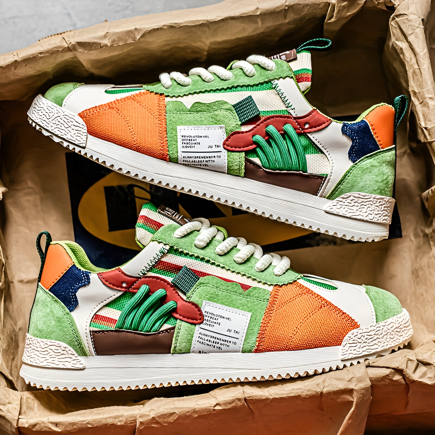 Men's Leather & Suede Court Sneakers – front view | Hensley London