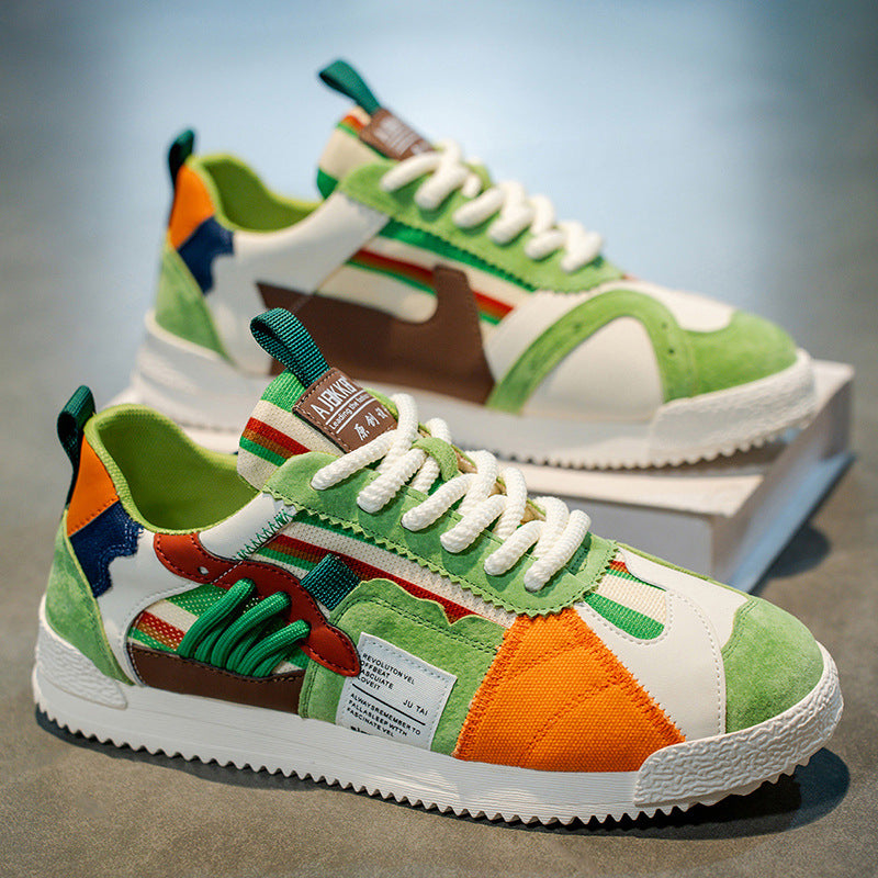 Men's Leather & Suede Court Sneakers – side view | Hensley London
