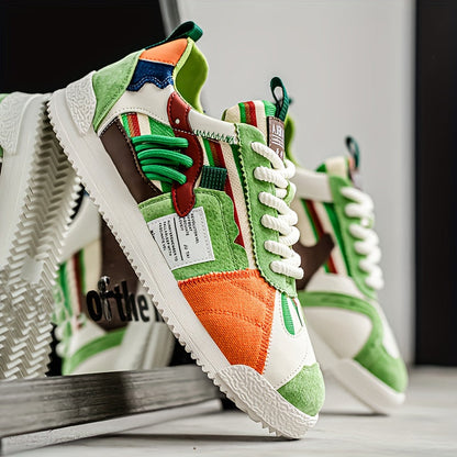 Men's Leather & Suede Court Sneakers – angled view | Hensley London