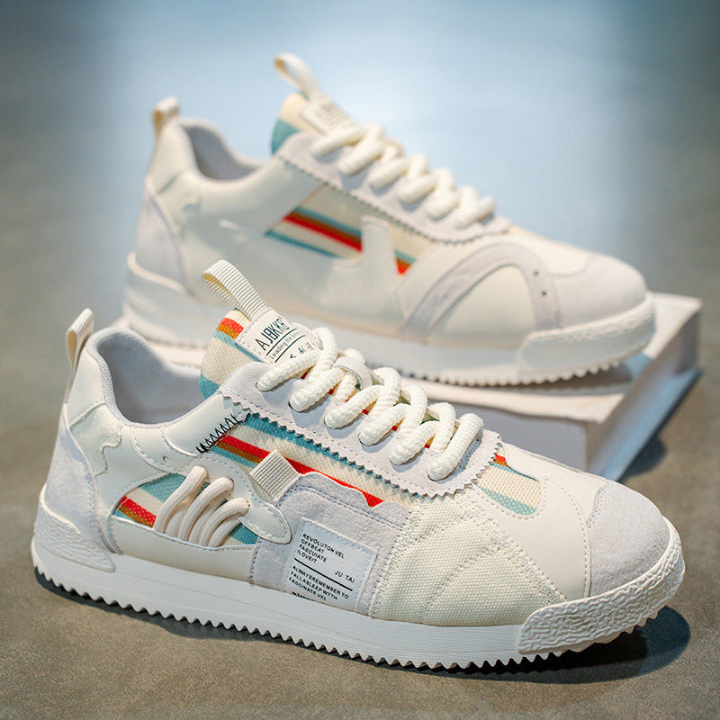 Men's Leather & Suede Court Sneakers – styled view | Hensley London