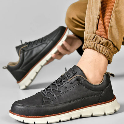 Men's Leather Low-Top Sneakers – lifestyle shot | Hensley London
