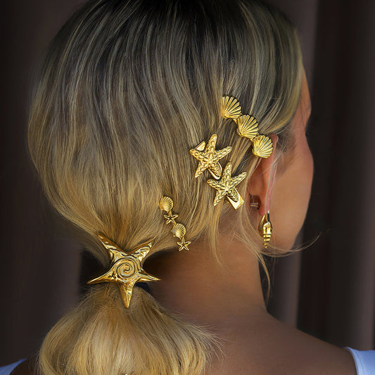 Tropical Starfish Gold Hair Clip – Hypoallergenic and Waterproof Accessory for Beachside Charm 5