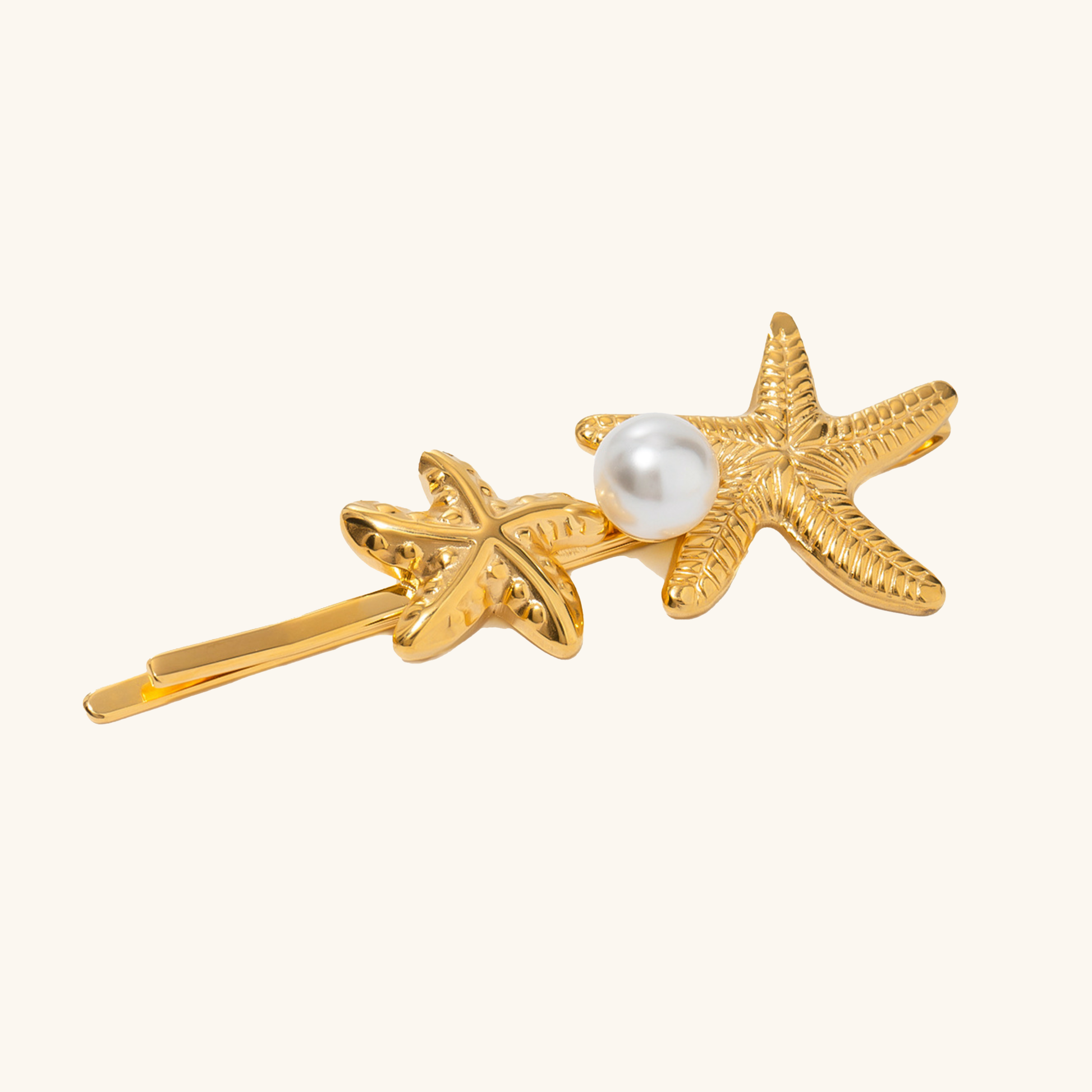 Twin Starfish Freshwater Pearl French Pin – Hypoallergenic 18k Gold-Plated Hair Accessory 0