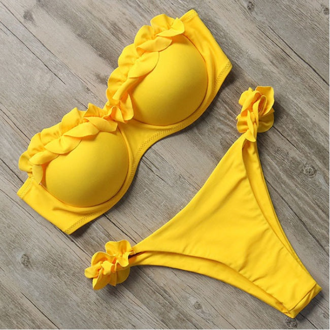 Tina Women's Strapless Ruffled Swimsuit | Stretchable and Breathable Swimwear - Image 2