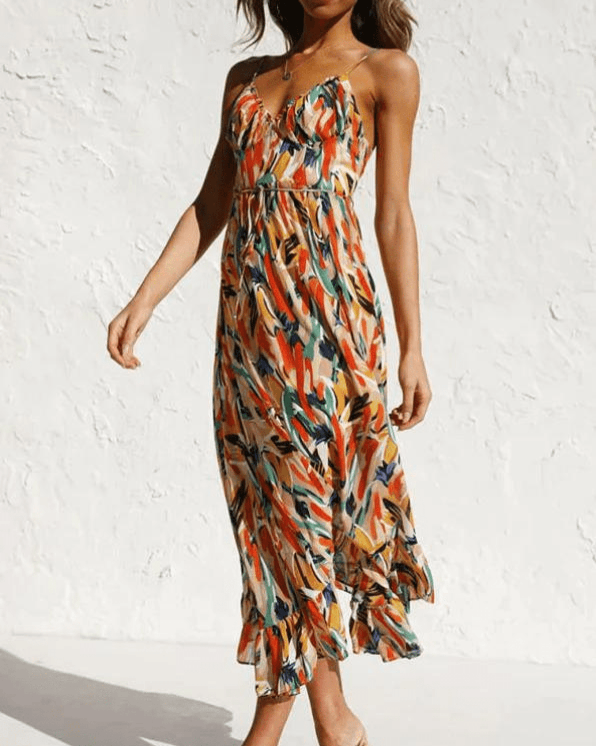 Women's Midi Dress Floral Print Lightweight Polyester 1