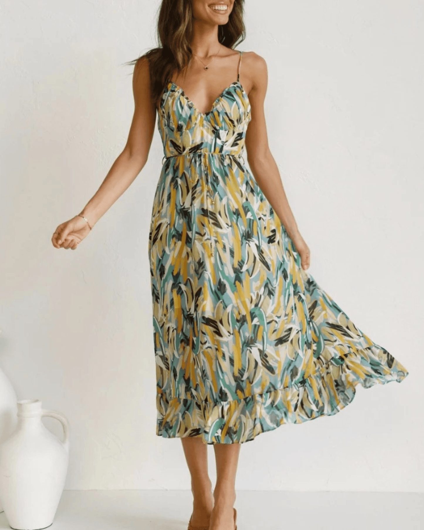 Women's Midi Dress Floral Print Lightweight Polyester 3