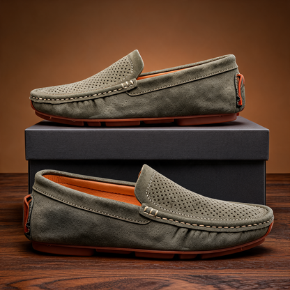 Men's Leather Square-Toe Loafers – front view | Hensley London