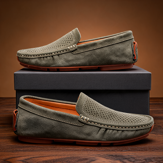 Men's Leather Square-Toe Loafers – front view | Hensley London