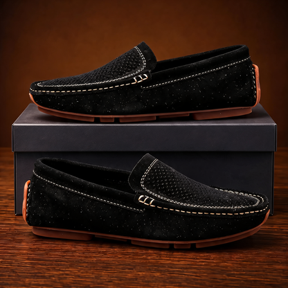 Men's Leather Square-Toe Loafers – top view | Hensley London