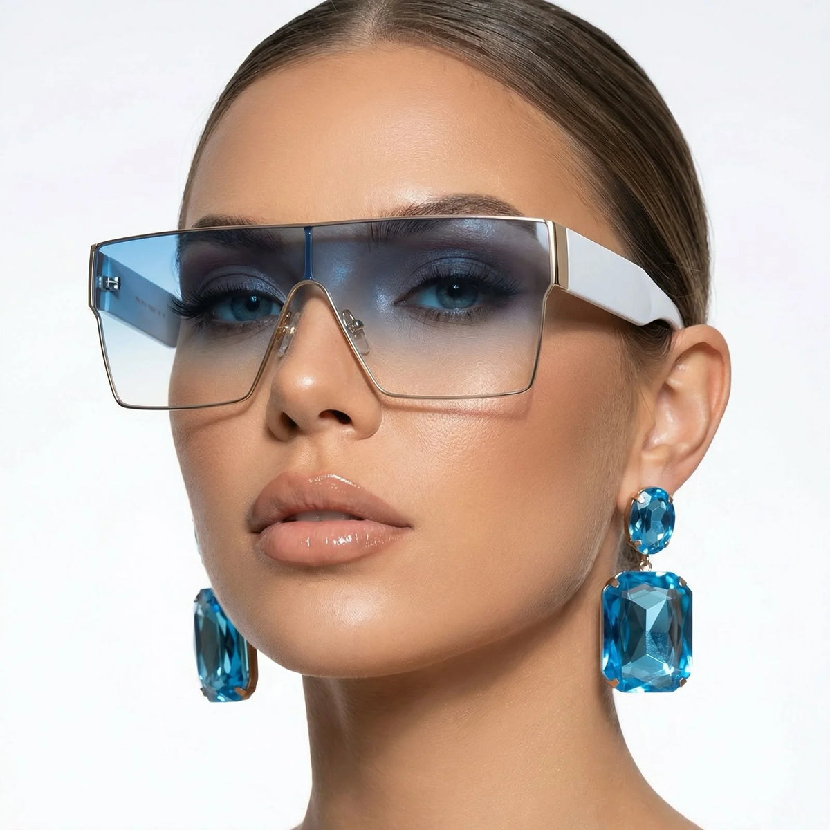 Oversized Angular Shield Sunglasses – product view | Hensley London