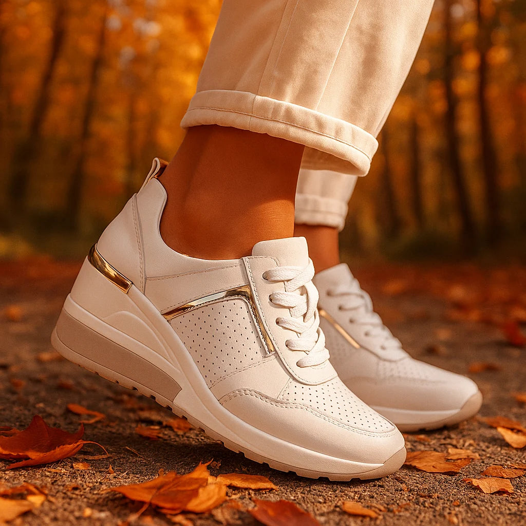Women's Metallic-Accent Wedge Sneakers in available colours – product view 2 | Hensley London
